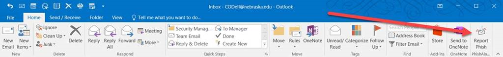 Outlook toolbar screenshot