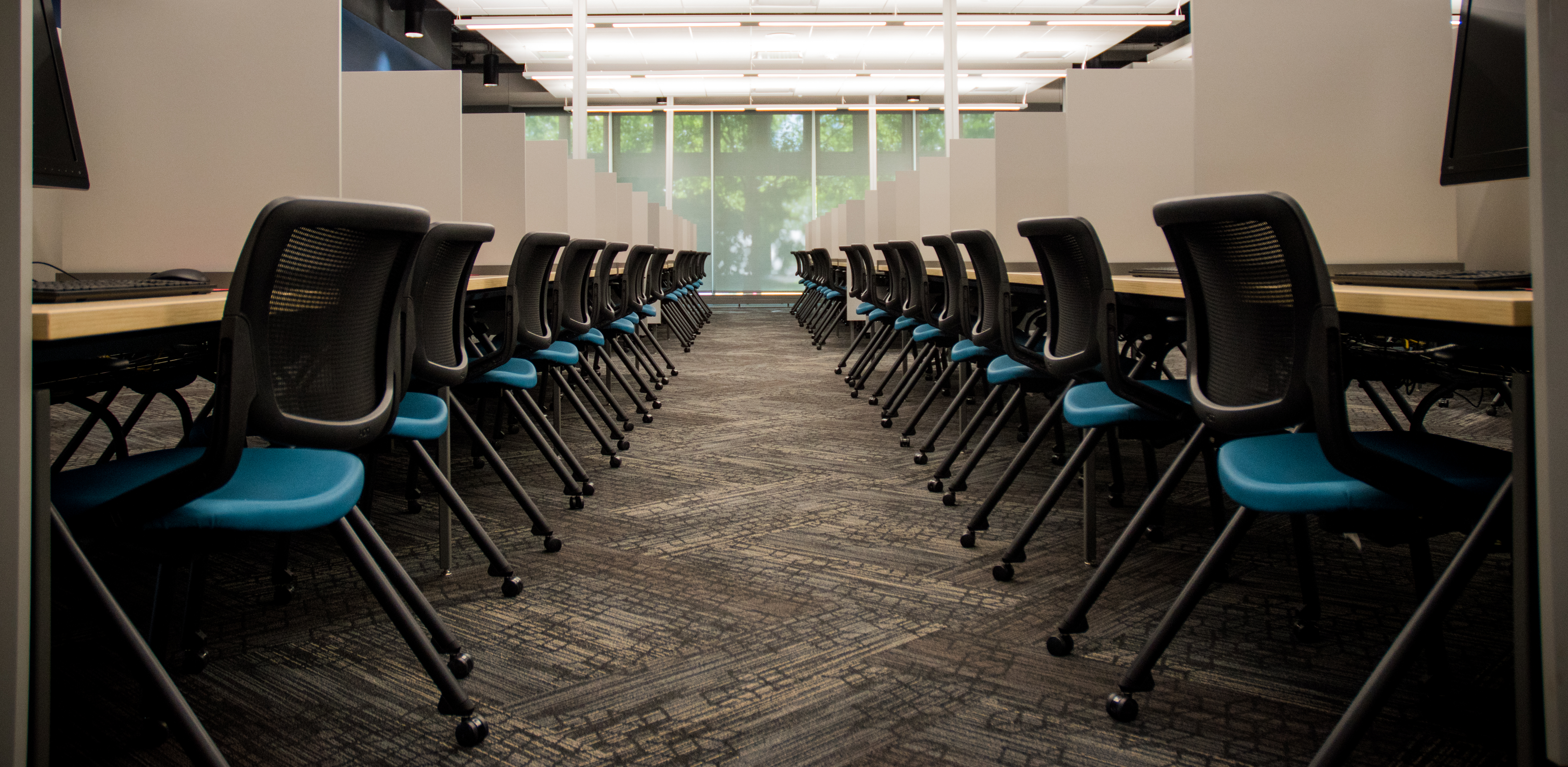 Wide view of a computer lab