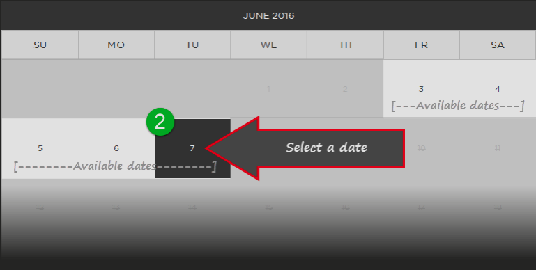 Select dates screenshot