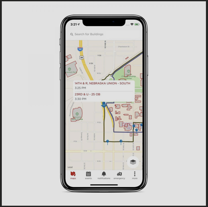 Nebraska app - Maps page