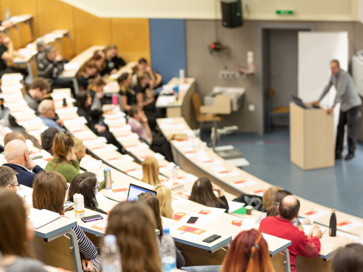 Far view of a college lecture hall